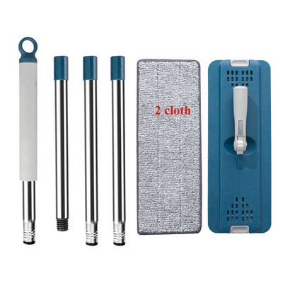 Padlótisztító felmosó mikroszálas felmosópárnával, rozsdamentes acél lapos kinyomható felmosómosó háztartási padlótisztító eszköz