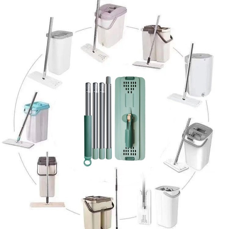 Padlótisztító felmosó mikroszálas felmosópárnával, rozsdamentes acél lapos kinyomható felmosómosó háztartási padlótisztító eszköz