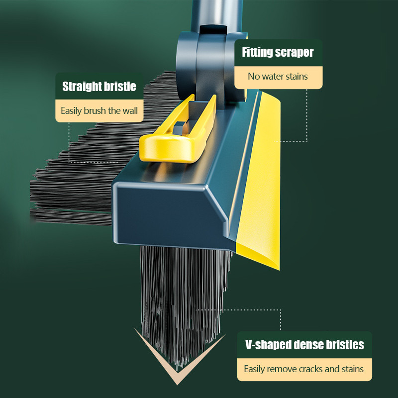 Grīdas tīrīšanas birste ar garu rokturi, klāja suka ar ķemmes zobiem un rakeli, 2-in-1 grīdas tīrītājs vannas istabai un virtuvei