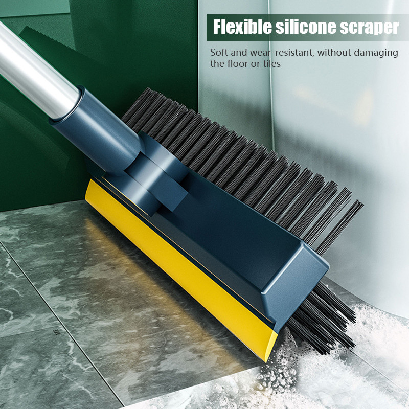Grīdas tīrīšanas birste ar garu rokturi, klāja suka ar ķemmes zobiem un rakeli, 2-in-1 grīdas tīrītājs vannas istabai un virtuvei