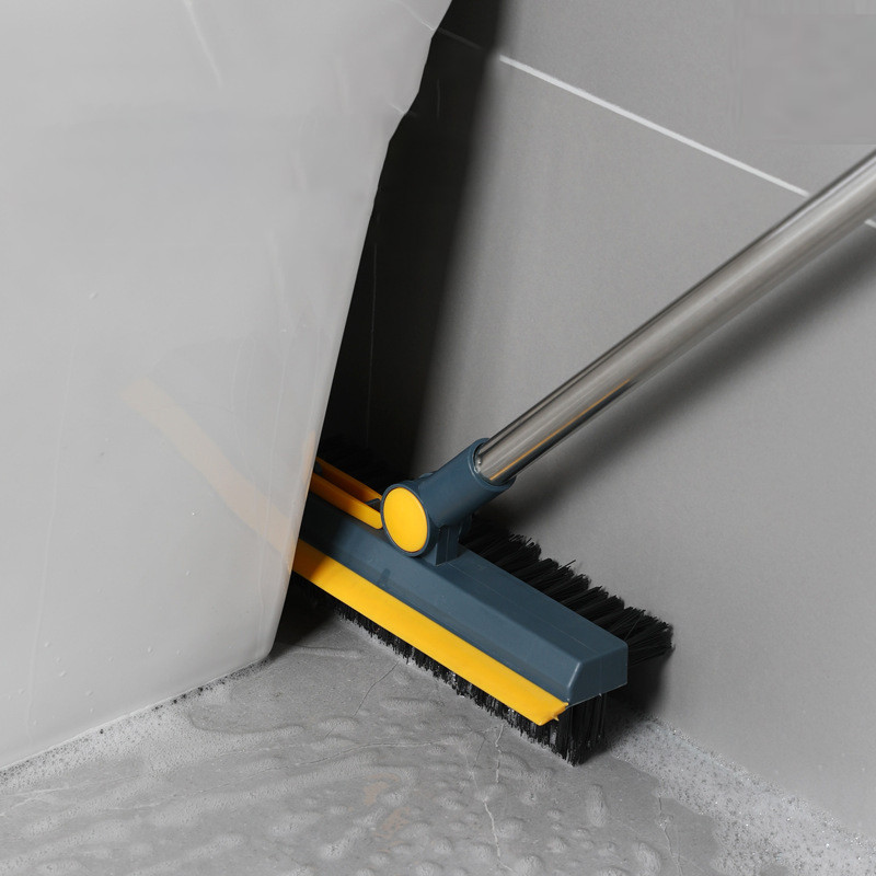 Grīdas tīrīšanas birste ar garu rokturi, klāja suka ar ķemmes zobiem un rakeli, 2-in-1 grīdas tīrītājs vannas istabai un virtuvei