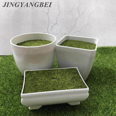 Λευκή γεωμετρία Πλαστική γλάστρα Φυτικό βάζο Απλή μοντέρνα γλάστρα με Mos Foam Αξεσουάρ λουλουδιών σύνθεσης διακόσμηση σπιτιού