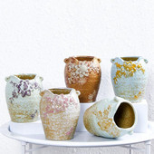 Durva kerámia húsos cserep, kreatív virágmintával díszített váza lyukas ültetvénytartó edénnyel Házikert dekoráció