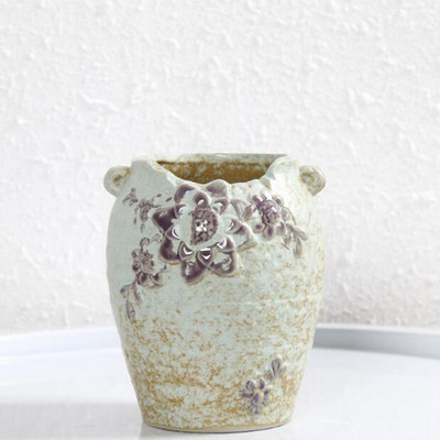 Durva kerámia húsos cserep, kreatív virágmintával díszített váza lyukas ültetvénytartó edénnyel Házikert dekoráció