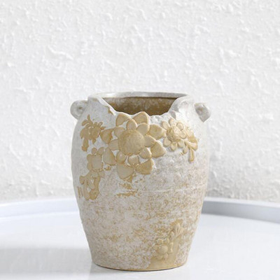 Durva kerámia húsos cserep, kreatív virágmintával díszített váza lyukas ültetvénytartó edénnyel Házikert dekoráció