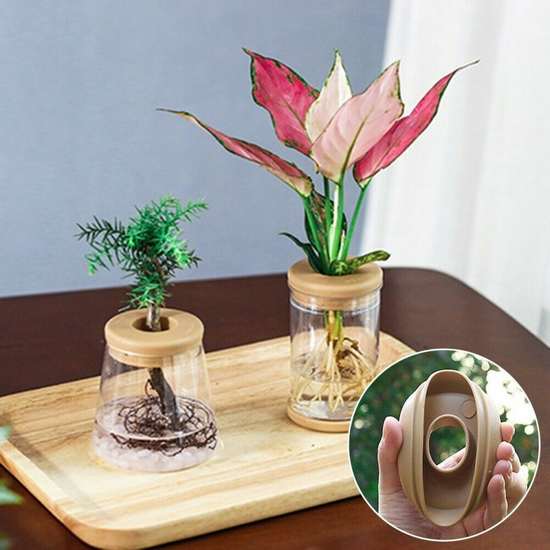 Átlátszó hidroponikus virágcserép utánzat üveg kis virágcserepek ültetése kis cserepes zöld növények Gyanta virágcserepek nagykereskedelme