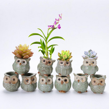 Κεραμική γλάστρα σε σχήμα κουκουβάγιας Μικροσκοπική γλάστρα Creative Ceramic Planter Flower Plant Succulent Cactus Pot Γλάστρα κήπου