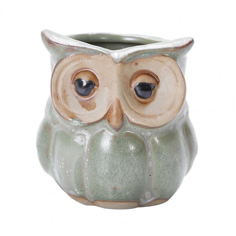 Kerámia virágcserép bagoly alakú miniatűr cserep Kreatív kerámia ültető virág növény Zamatos kaktusz cserep Kerti virágcserép