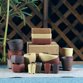 Kínai stílusú lila homokos kis virágcserép Mini húsos zöld moha edény kerámia háztartási asztali lakberendezési zamatos edény ZC526