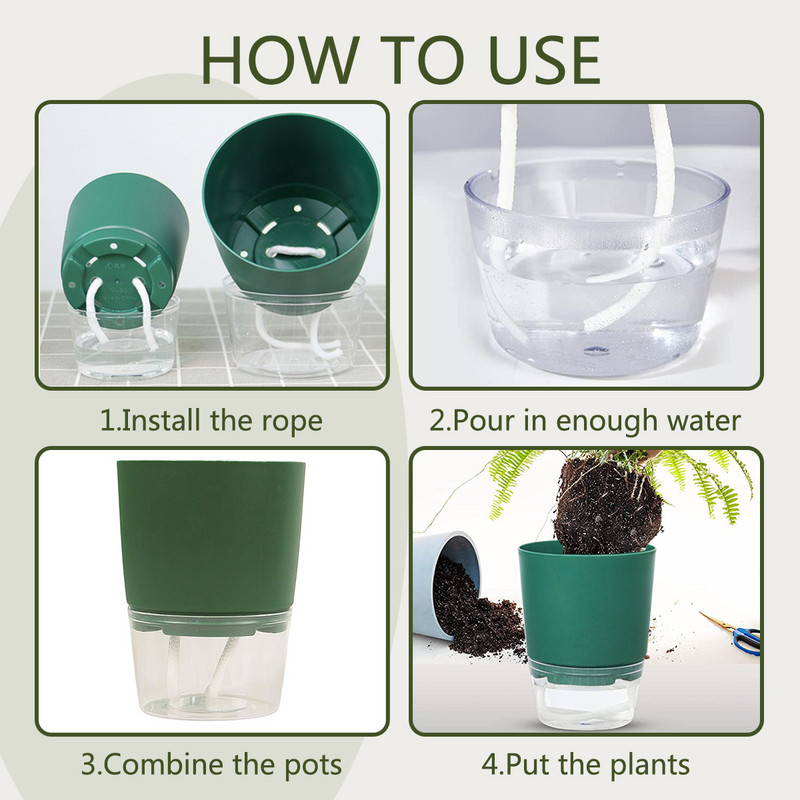 Önöntöző edények Automata öntöző ültetőgép kanóc pamut kötéllel, műanyag cserepes 2023-as beltéri, kültéri otthoni kerti dekorációhoz