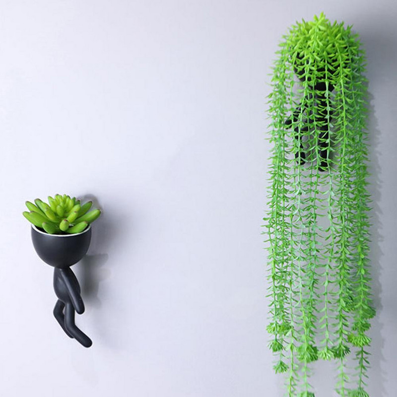 1 készlet Nagyszerű függő virágcserép 3 színű virágtartó figura Szemet gyönyörködtető falra akasztható zamatos virágcserép törésálló