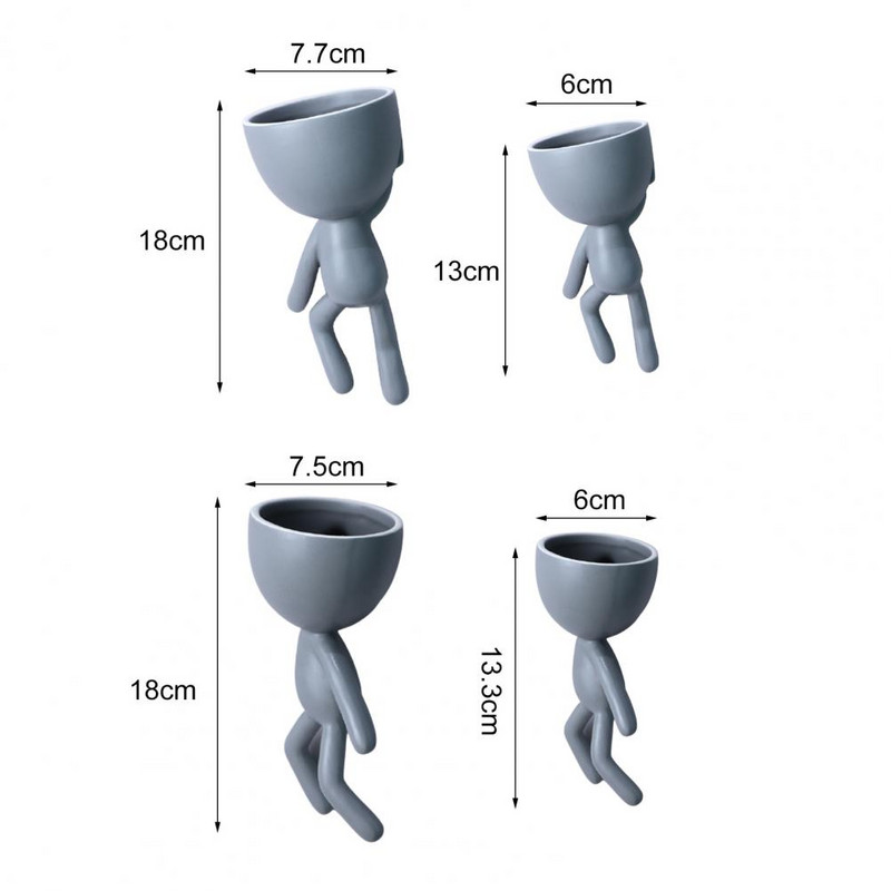 1 készlet Nagyszerű függő virágcserép 3 színű virágtartó figura Szemet gyönyörködtető falra akasztható zamatos virágcserép törésálló