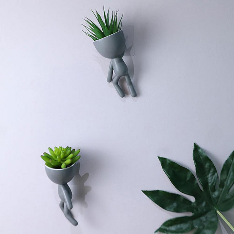 1 készlet Nagyszerű függő virágcserép 3 színű virágtartó figura Szemet gyönyörködtető falra akasztható zamatos virágcserép törésálló