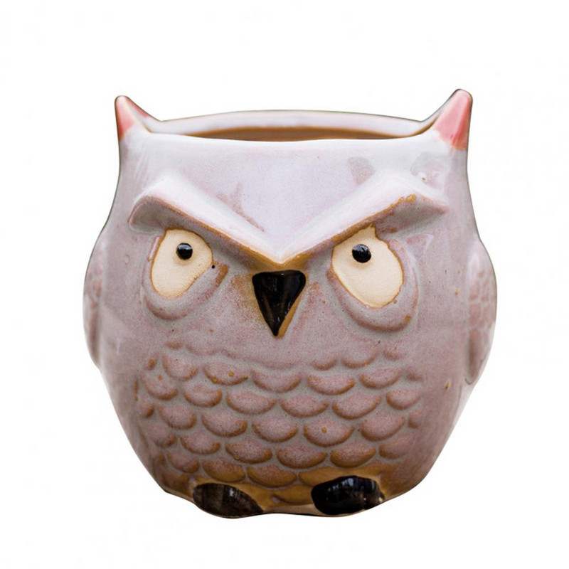 Aranyos virágcserepes kerek bagoly virágcserép kerámia virágtartály zamatos bagolyültető növény virág