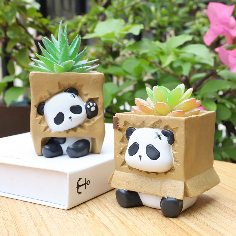 Panda & Carton sorozatú ültetőgépek pozsgás növényekhez Virágcserepek Dekoratív Dísz Tündérkert Figura Otthoni Asztaldekoráció