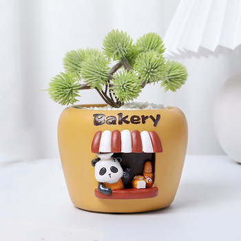 Panda Bakery Плантатор за сукуленти Въздушни растения Сладки саксии за цветя Фея Градински декор Фигурки Поставка за молив Декорация на домашна маса