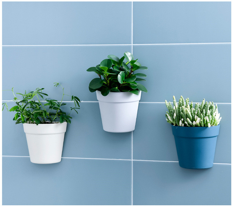 Falra szerelhető műanyag cserepes növény Virágcserep Kreatív falra akasztható ültetőgép Félkör alakú kis virágcserép fali dekoráció