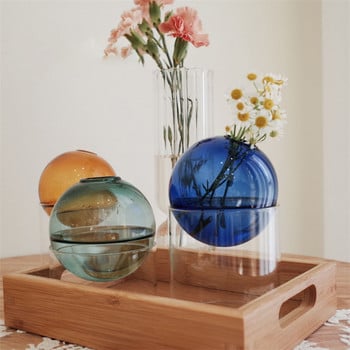 Nordic Stained Glass Hydroponics Flower Vase Pot Bubble Ball Geometry Glass Planter Pots για διακόσμηση τραπεζιού σαλονιού