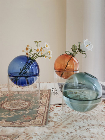 Nordic Stained Glass Hydroponics Flower Vase Pot Bubble Ball Geometry Glass Planter Pots για διακόσμηση τραπεζιού σαλονιού