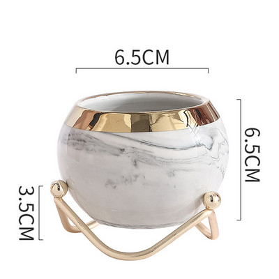 Nordic Creative Kis zamatos virágcserepek Márványmintás Arany Cserepes állvány Kerámia golyós virágcserepek Lakberendezési nagykereskedés