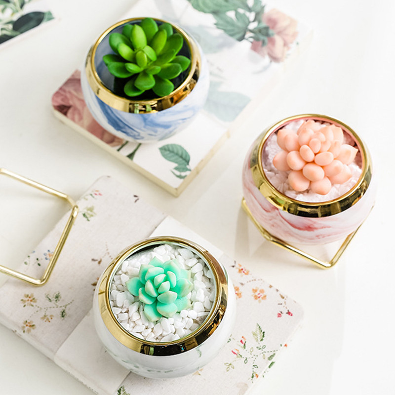 Nordic Creative Kis zamatos virágcserepek Márványmintás Arany Cserepes állvány Kerámia golyós virágcserepek Lakberendezési nagykereskedés