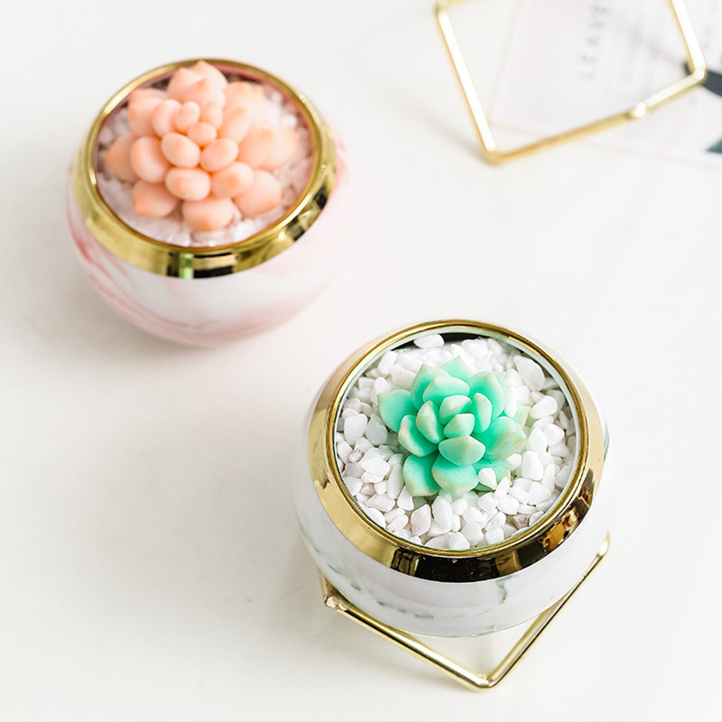 Nordic Creative Kis zamatos virágcserepek Márványmintás Arany Cserepes állvány Kerámia golyós virágcserepek Lakberendezési nagykereskedés