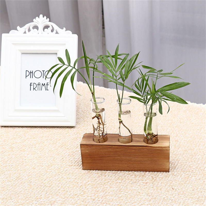 Augalų dauginimo stoties stovas, medinis stovas su mėgintuvėliu Stalinis hidroponikos terariumas 3/4 vamzdžių sodintuvo stiklinė vaza namams de