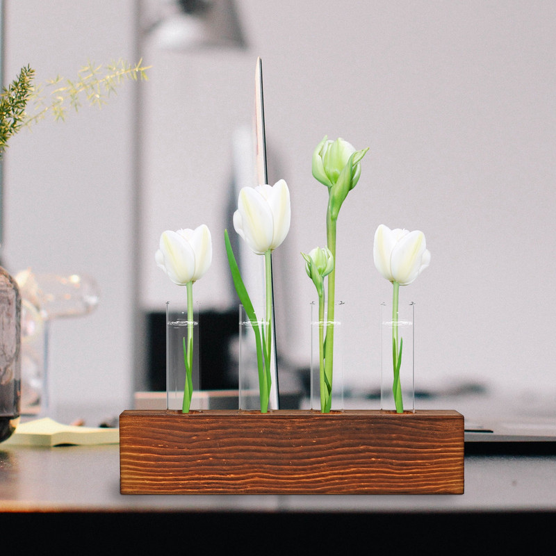 Augalų dauginimo stoties stovas, medinis stovas su mėgintuvėliu Stalinis hidroponikos terariumas 3/4 vamzdžių sodintuvo stiklinė vaza namams de