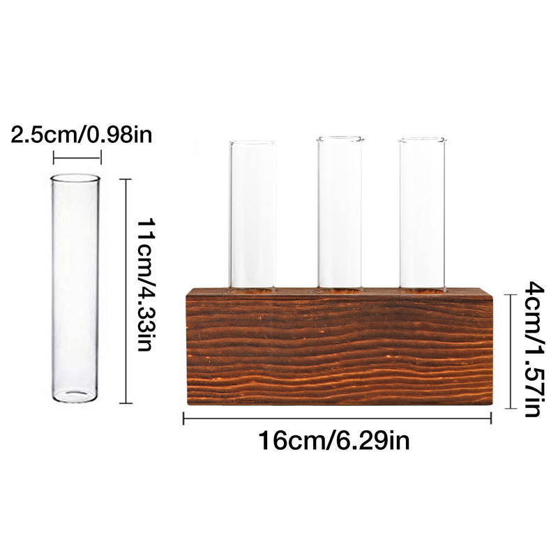 Augalų dauginimo stoties stovas, medinis stovas su mėgintuvėliu Stalinis hidroponikos terariumas 3/4 vamzdžių sodintuvo stiklinė vaza namams de