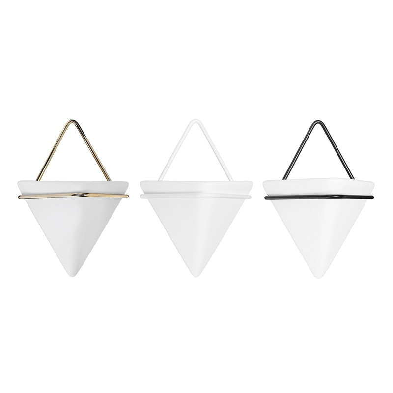 Nordic kerámia virágcserepes konténer zamatos növény falra szerelhető vas háromszög alakú váza önelnyelő virágtartó lakberendezés