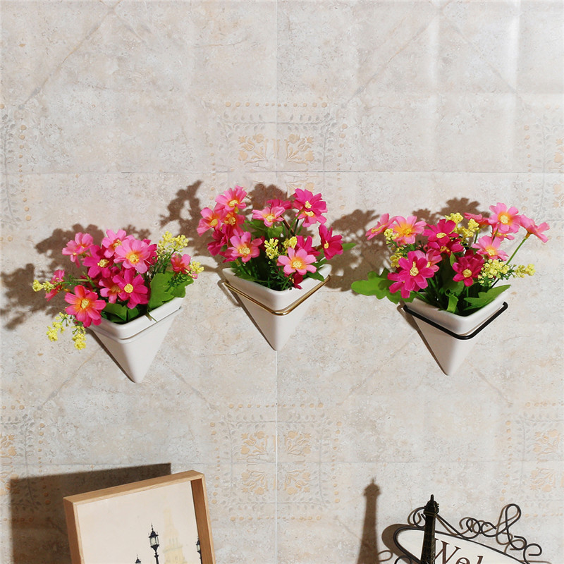 Nordic kerámia virágcserepes konténer zamatos növény falra szerelhető vas háromszög alakú váza önelnyelő virágtartó lakberendezés
