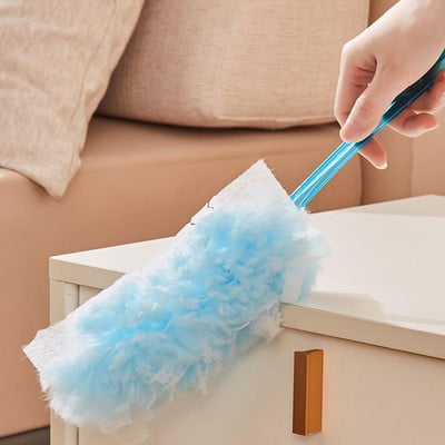Home Office Plastic Handle Disposable Head Shelf Desk Static Adsorption Hanging Hole Fluffy Duster Refill Set Car Lightweight