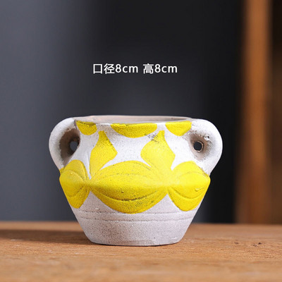 Kis mediterrán kerámia virágcserép Retro húsos virágcserép Kreatív húsnövény Kertészet Virágzás Dekorációs termékek Csere