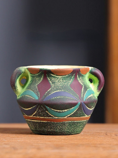 Kis mediterrán kerámia virágcserép Retro húsos virágcserép Kreatív húsnövény Kertészet Virágzás Dekorációs termékek Csere