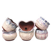 Szerelem alakú kerámia húsos virágcserép koreai ins zöld, kézzel készített virágcserép, egyszerű kreatív bonsai medence otthoni kert