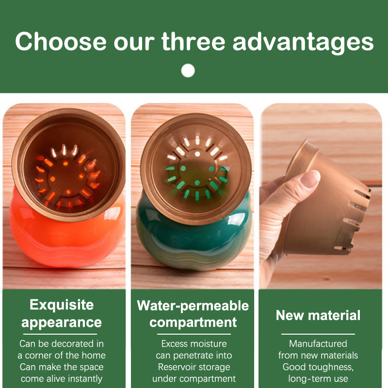 Hidroponikus automatikus vízelnyelő 2 rétegű zamatos virágcserep Önöntöző virágcserép hidroponikus lusta virágcserép