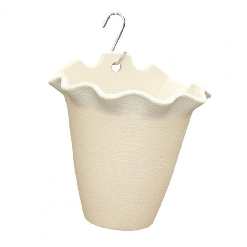 Edény kültéri virágcseréphez Légáteresztő műanyag fodros szélű Falra szerelhető növényváza kültérre