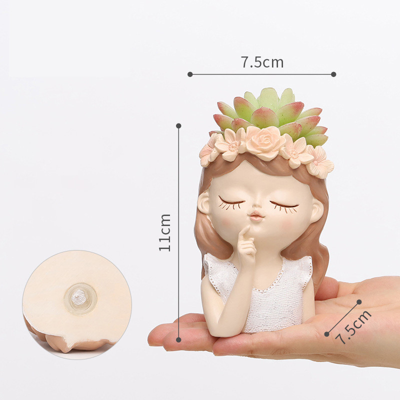 Kreatív virágcserép gyanta lány tündér pozsgások virágtartó virágcserép konténer asztali dísz RR2239