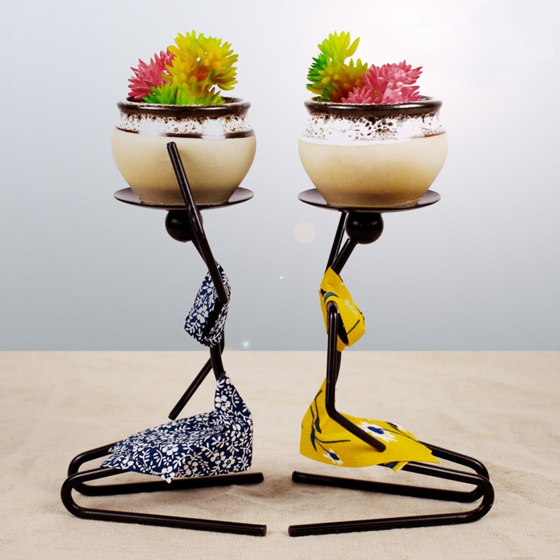 Vas mini zamatos növénycserepek Kreatív művészet Kis virágcserép afrikai női állvány Otthoni asztali dekoráció zamatos tartó kert