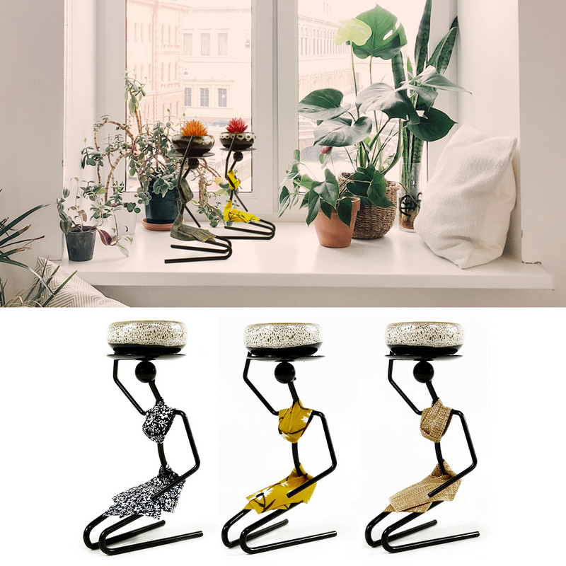 Vas mini zamatos növénycserepek Kreatív művészet Kis virágcserép afrikai női állvány Otthoni asztali dekoráció zamatos tartó kert