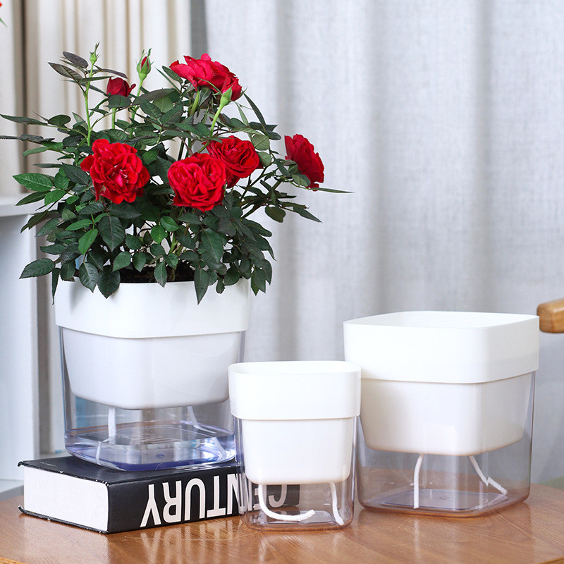 Lusta önöntöző virágcserép ültető cserepek Automatikus vízfelvevő zamatos akvakultúra műanyag hidroponikus virágcserepek