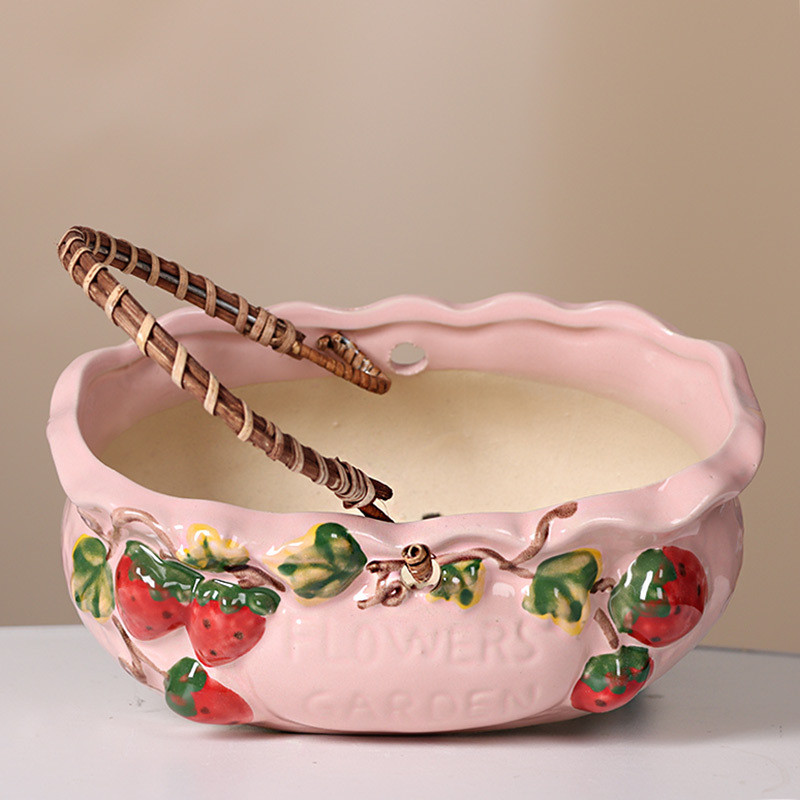 Kerámia virágcserép Aranyos eper, zamatos növénycserepek Váza Zöld növények Ültetőgép beltéri növényekhez cserép Otthoni asztali dekoráció