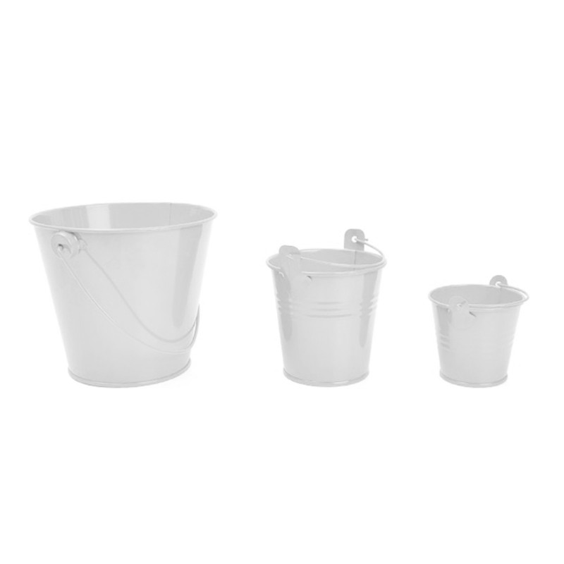 3db mini fém vödör bádog cukorkadoboz vödrök esküvői parti bádog virágcserepek