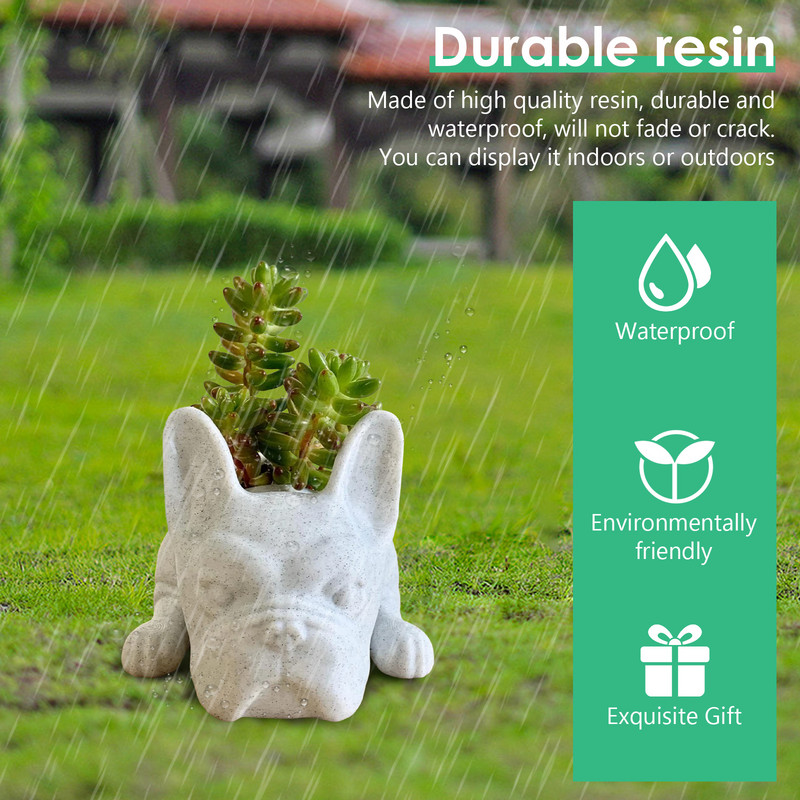 Gyanta Bulldog zamatos virágcserép díszek Francia bulldog növényültető vízálló kézműves karácsonyi ajándék kertészeti dekoráció