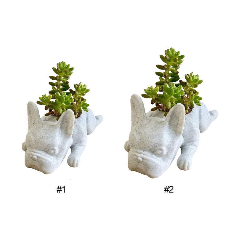 Gyanta Bulldog zamatos virágcserép díszek Francia bulldog növényültető vízálló kézműves karácsonyi ajándék kertészeti dekoráció