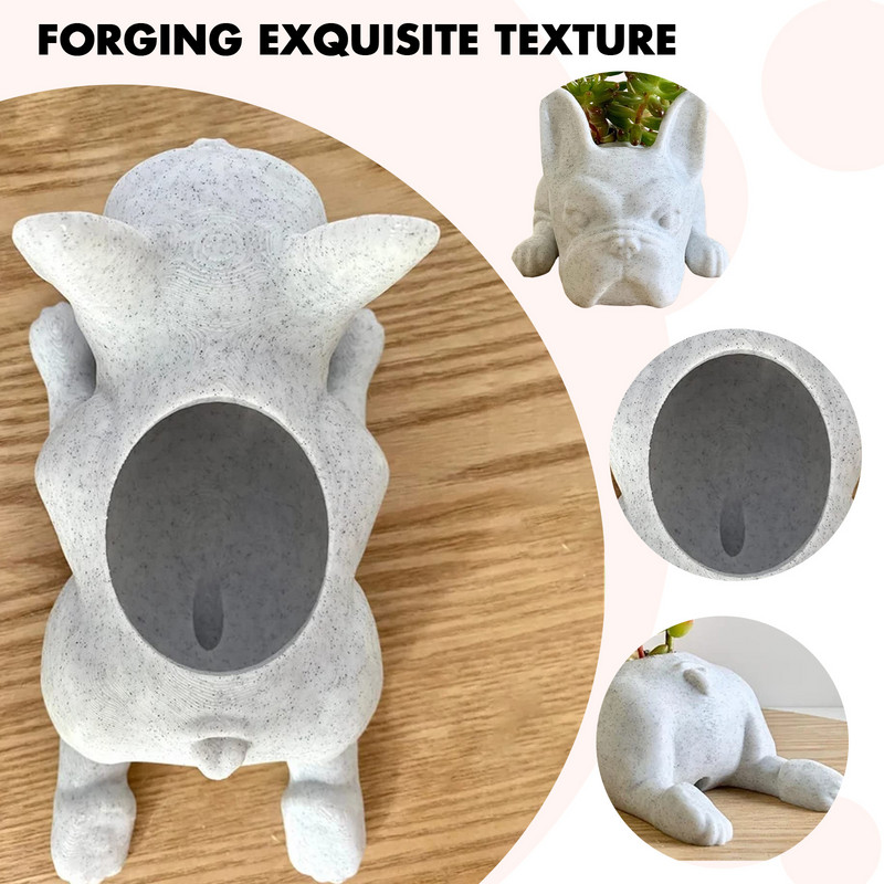 Gyanta Bulldog zamatos virágcserép díszek Francia bulldog növényültető vízálló kézműves karácsonyi ajándék kertészeti dekoráció