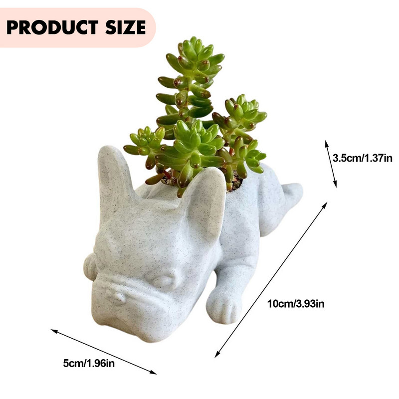 Gyanta Bulldog zamatos virágcserép díszek Francia bulldog növényültető vízálló kézműves karácsonyi ajándék kertészeti dekoráció