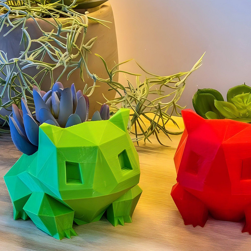 Low Poly Bulbasaur Planter Zamatos növény virágcserep Virágcserepes figura Kerti dekor asztali dísz