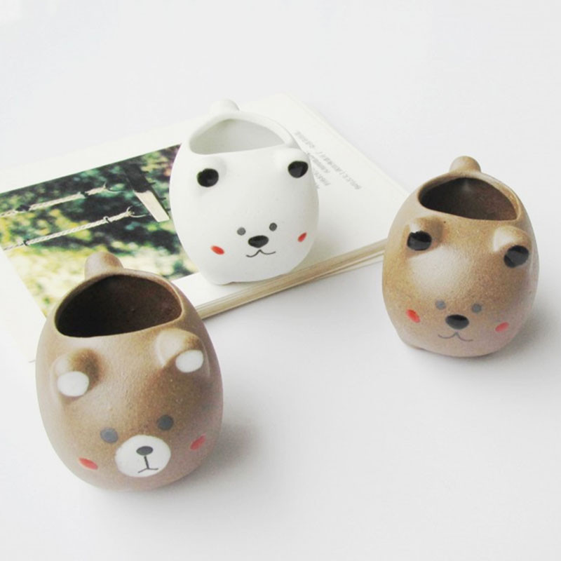 Rajzfilm Medve hüvelykujj virágcserép, kézzel készített szép állathús kerámia asztali virágok cserepes növények családi kerti dekoráció