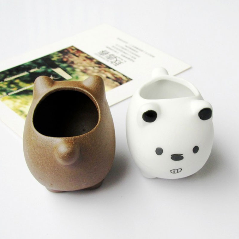 Rajzfilm Medve hüvelykujj virágcserép, kézzel készített szép állathús kerámia asztali virágok cserepes növények családi kerti dekoráció